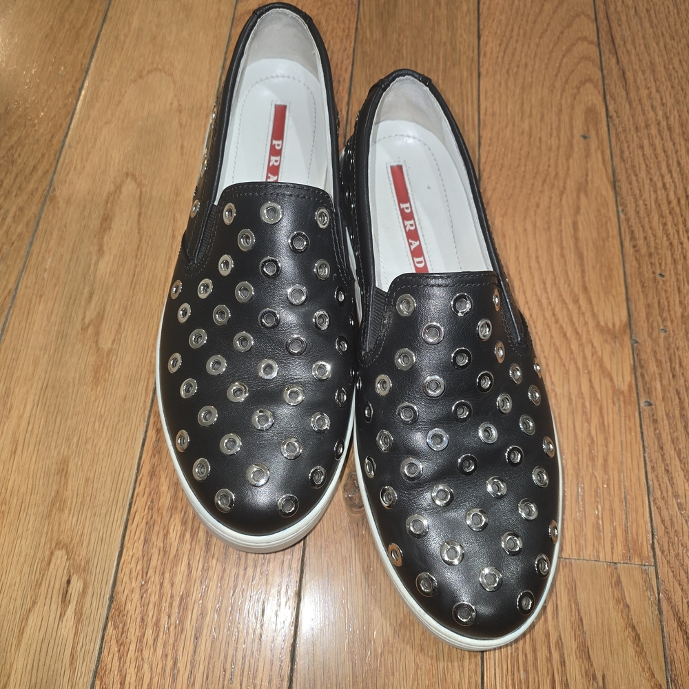 Prada Black Women's Sneakers with Silver Accents